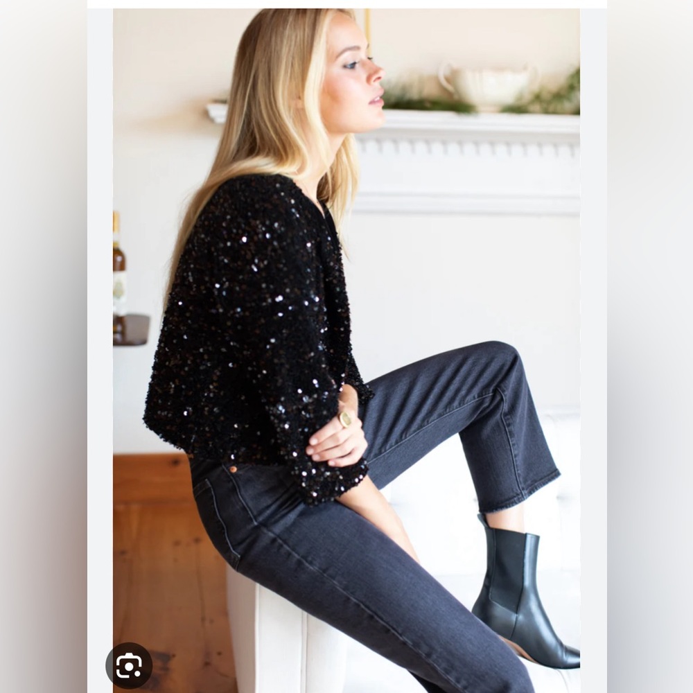 Kathrine Barclay cropped sequin Peacoatblack